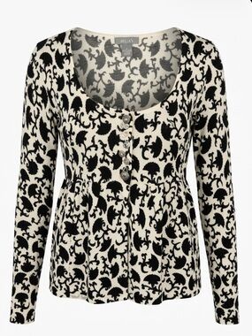 dELiA*s Black and White Floral Scroll Button-Front Top